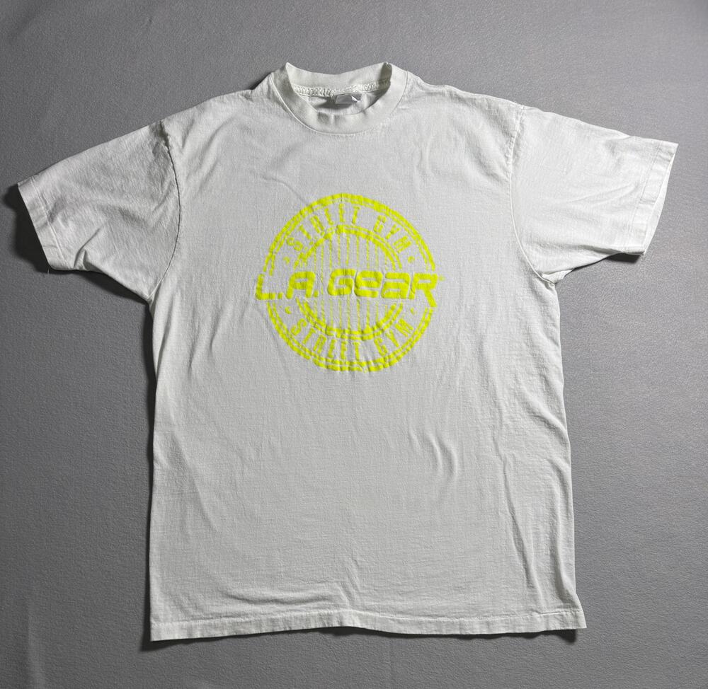 Vintage 80s LA Gear Street Gym Neon Single Stitch T-shirt Made in USA Size XL